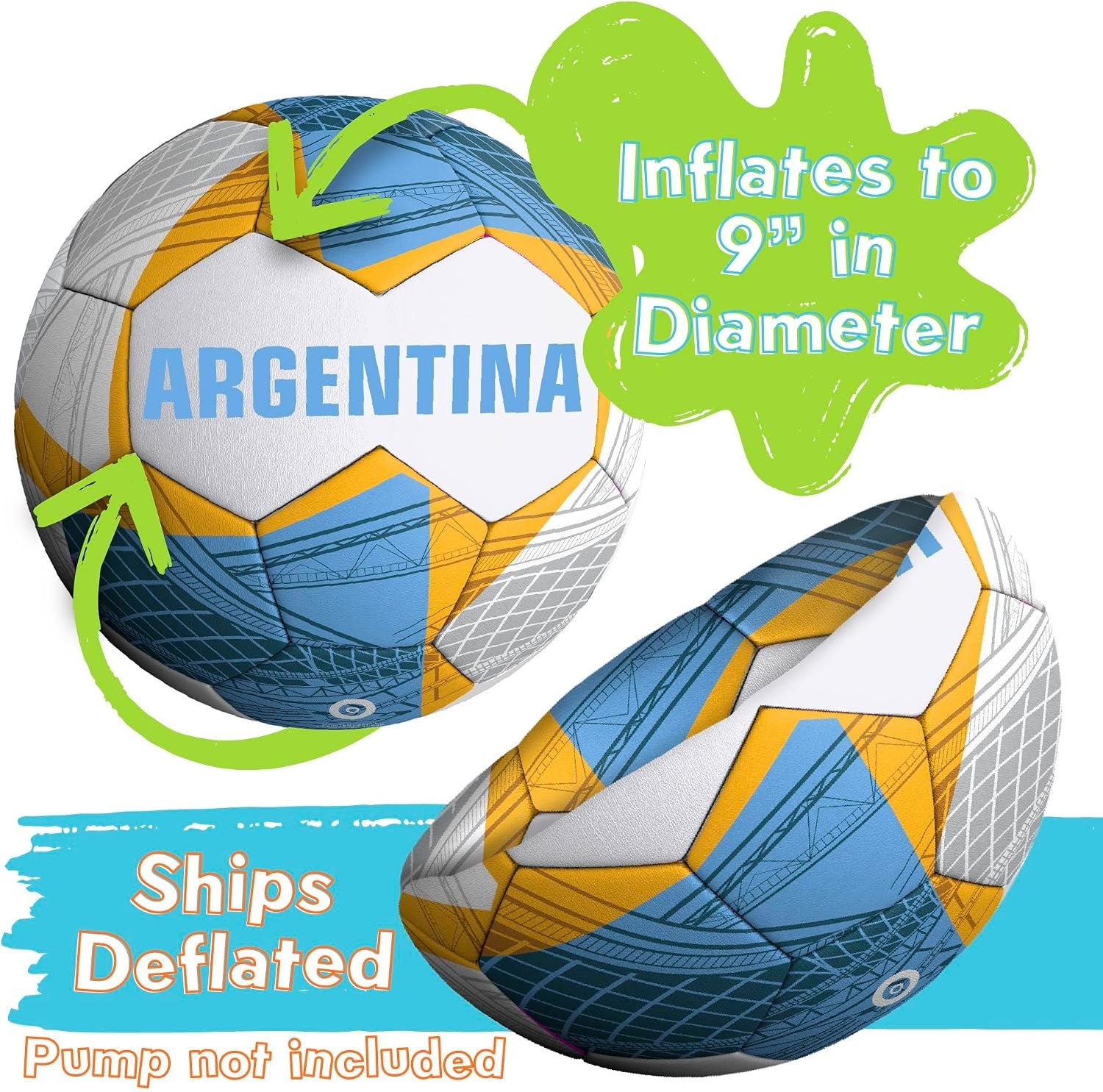 Regent Game Winner Soccer Ball Size 5, Ships Deflated – Mexico(Argentina) - view 3