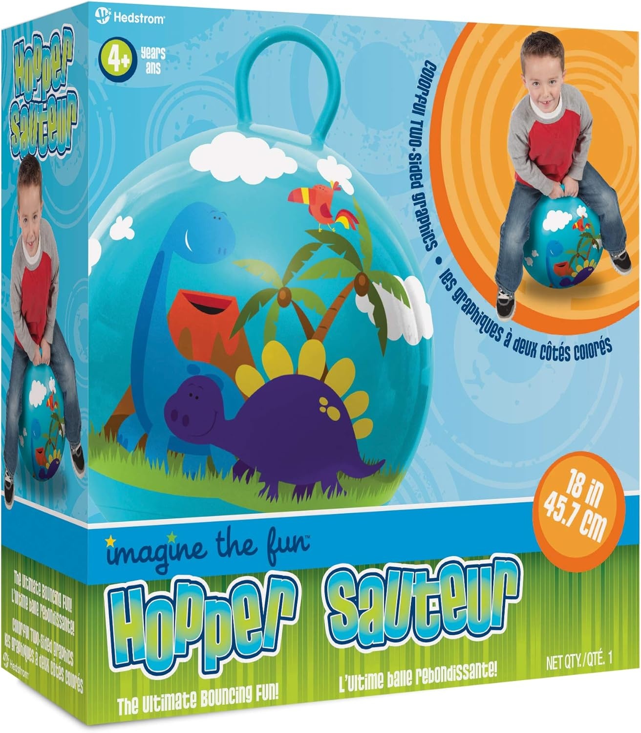 Hedstrom Hopper Ball, Hopping Ball, Jumping Ball, Flowers, 18 Inch(Dinosaurs) - view 3