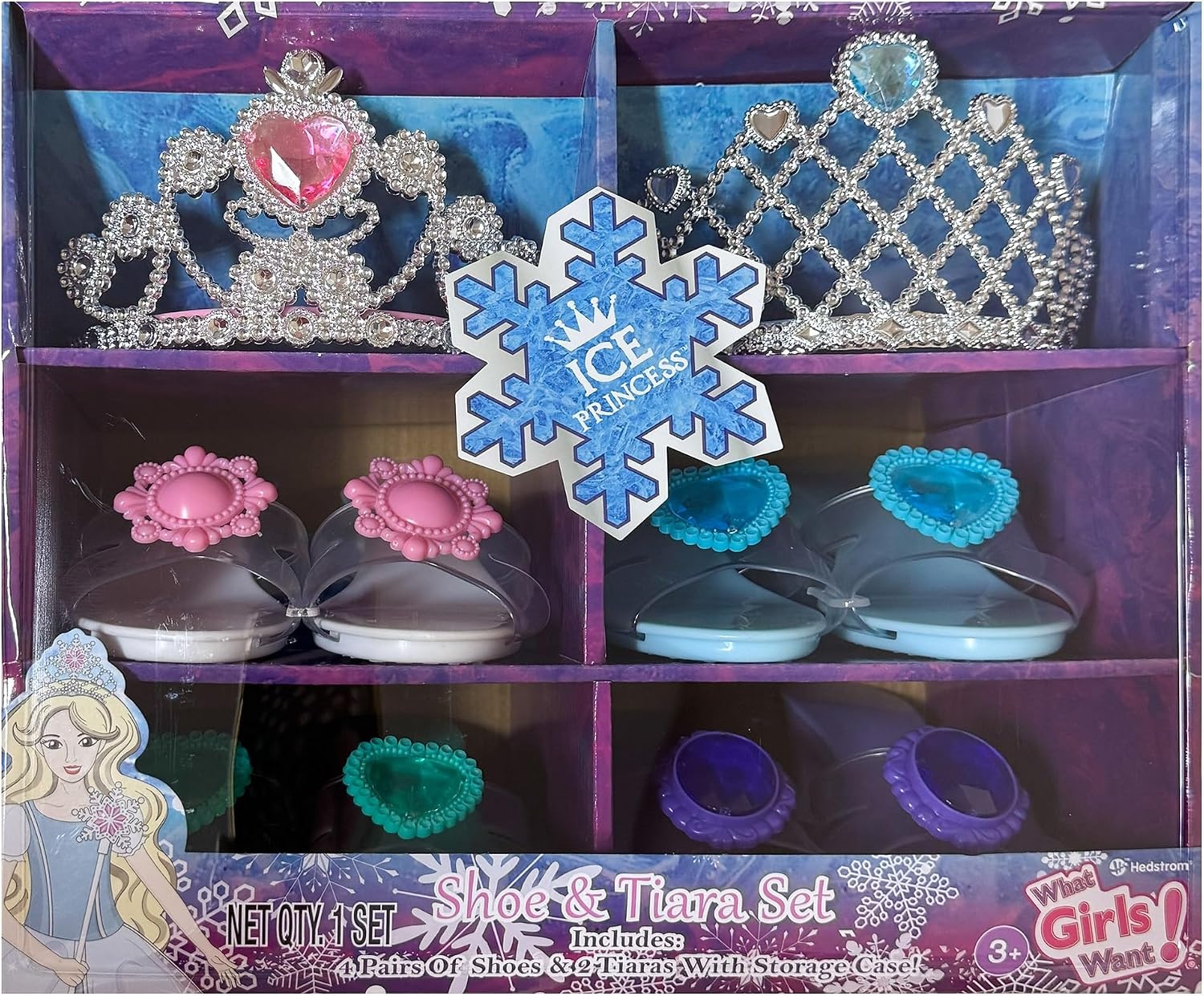 Hedstrom Shoes & Tiara Set – 4 Pairs of Shoes & 2 Tiaras with Storage Case, Ice Princess(Ice Princess) - view 3