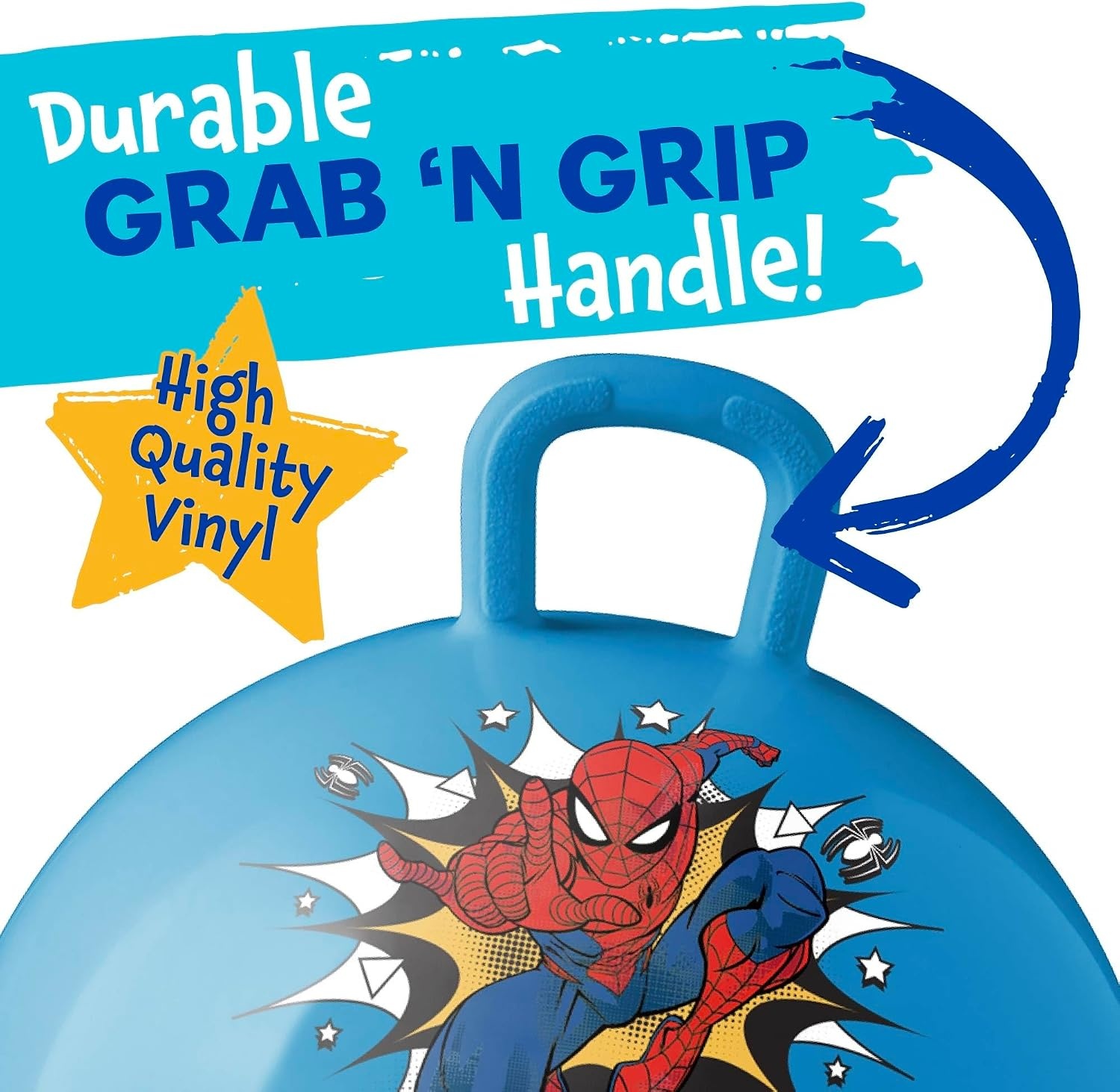 Hedstrom Hopper Ball, Jumping Ball for Kids, 15 Inch, Marvel Spiderman Red(Blue Spiderman) - view 4