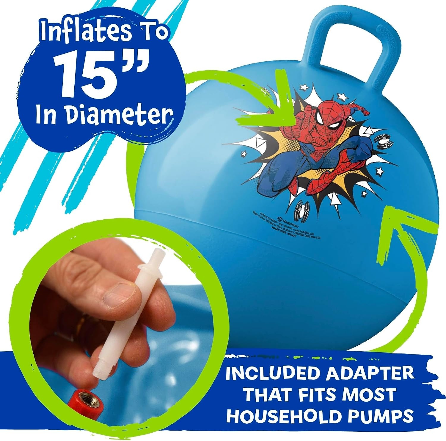 Hedstrom Hopper Ball, Jumping Ball for Kids, 15 Inch, Marvel Spiderman Red(Blue Spiderman) - view 6