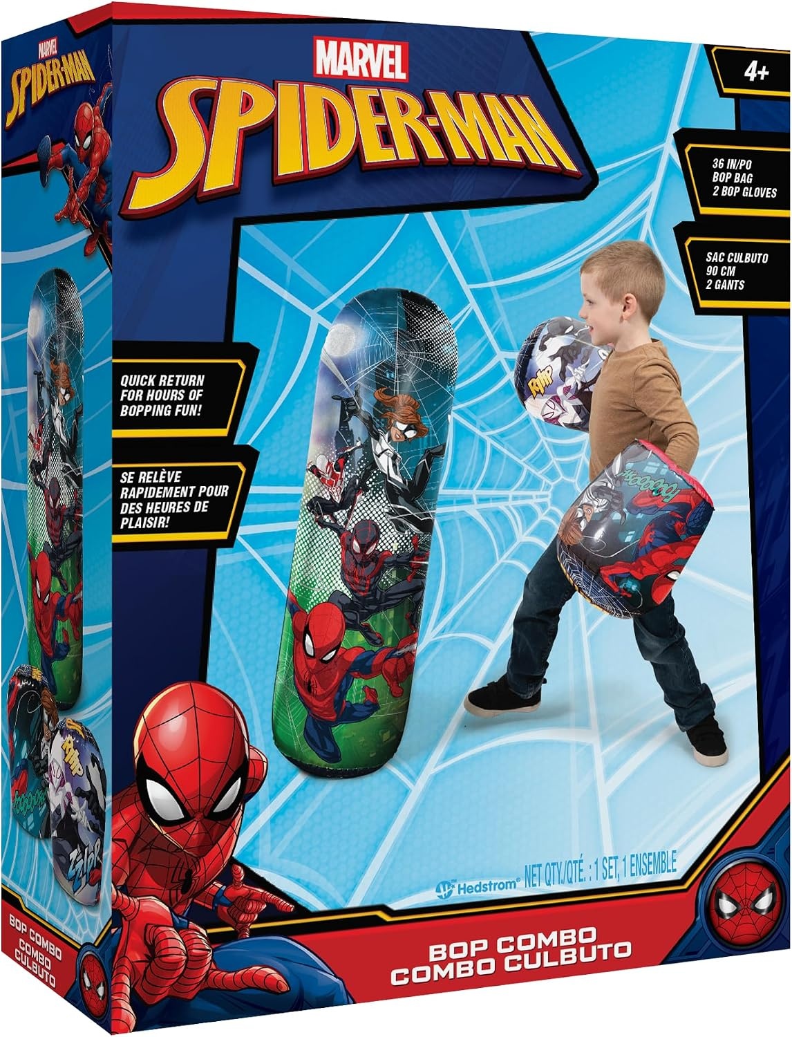 Hedstrom Marvel Avengers Bop Bag Inflatable Punching Bag, 36 Inch, (56-9106)(Spiderman Style 2)