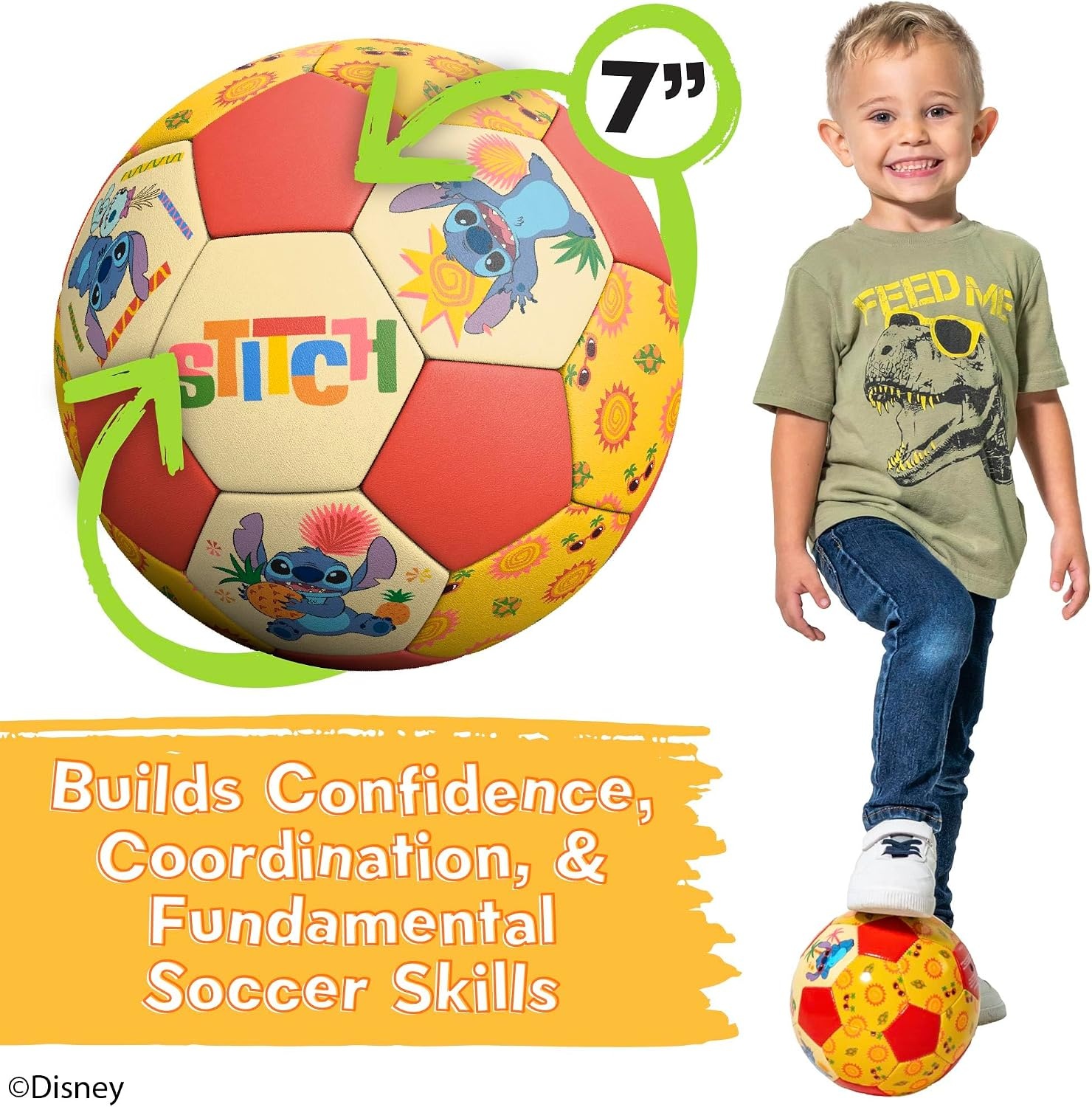 Soccer Ball 7 Inch for Kids 3+ Years Old, Ships Deflated, Bluey Jr(Stitch Jr) - view 3