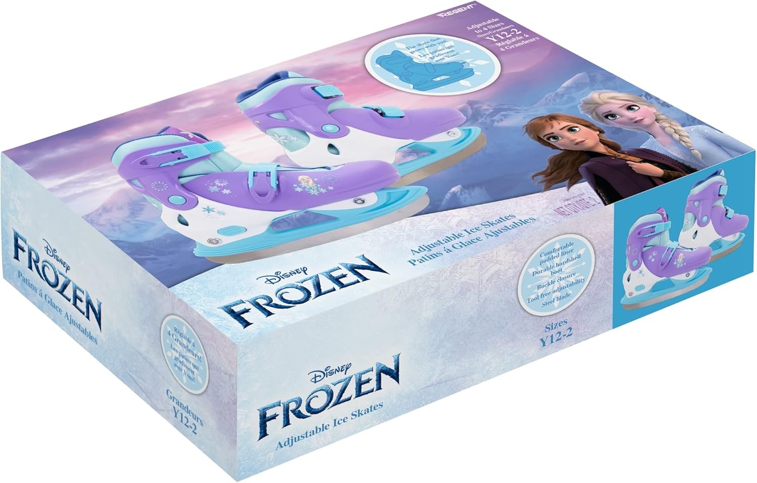 Hedstrom Disney Adjustable Ice Skates Youth Size 12-2, Disney Frozen 2, Purple, (40-80002WC)(Frozen 2)