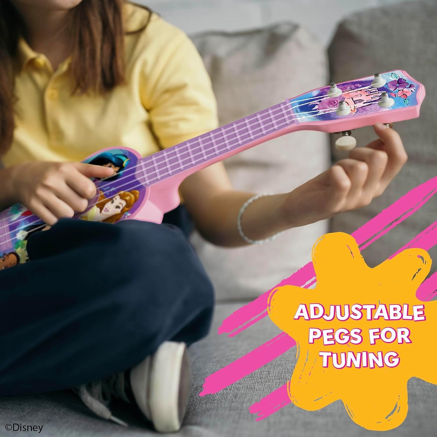 Hedstrom 21.5″ Large Toy Guitar with Adjustable Tuning Pegs, for Kids Age 3+ Years Old, Minnie Mouse(Disney Princess) - view 5