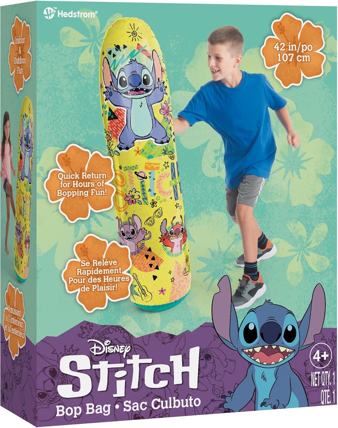 Disney Stitch Bop Bag – Inflatable Punching Bag, Inflates to 42 Inches