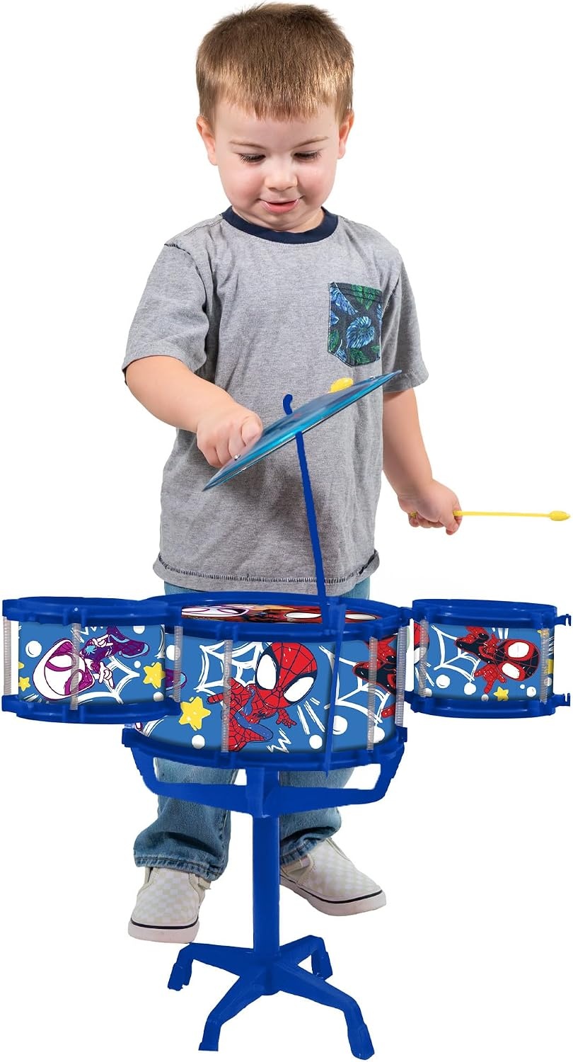 Hedstrom Large Drum Set – 3 Drums, 1 Cymbal, 2 Drum Sticks & Stand, Disney Princess(Spidey & Friends) - view 3