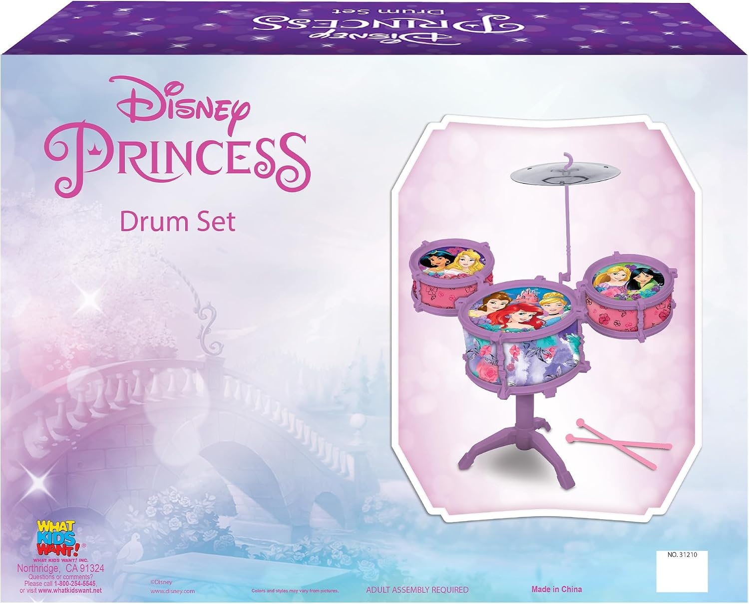 Hedstrom Large Drum Set – 3 Drums, 1 Cymbal, 2 Drum Sticks & Stand, Disney Princess(Disney Princess) - view 2