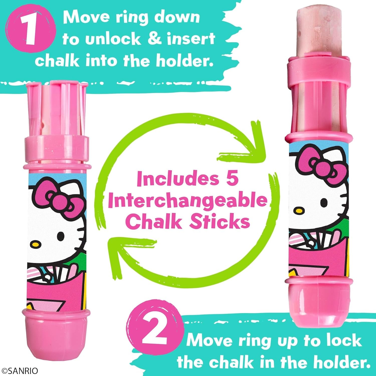 Jumbo Chalk Set – 5 Jumbo Chalk Sticks & 5 Holders – Minnie Mouse(Hello Kitty) - view 2