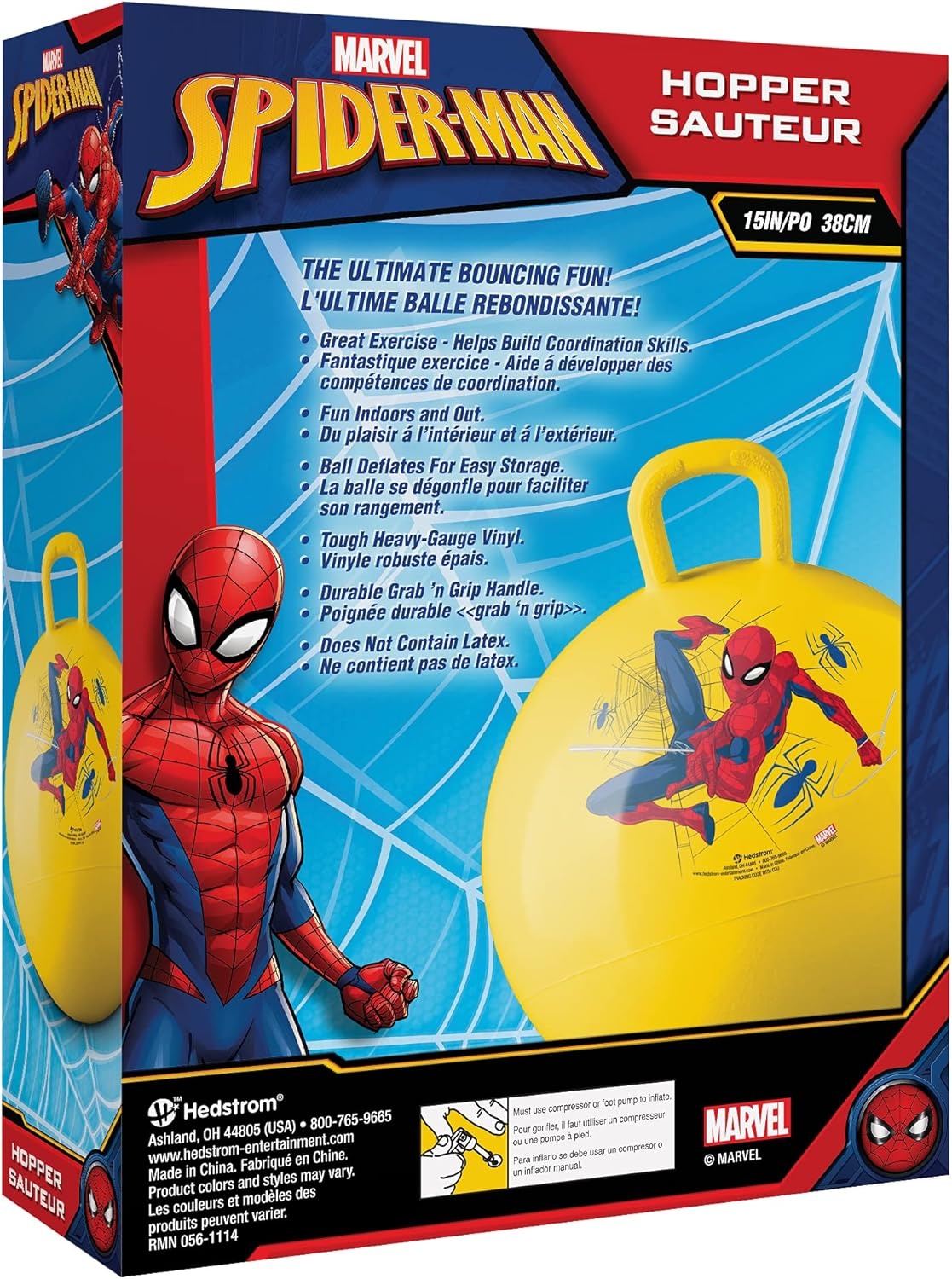 Hedstrom Trolls Hopper Ball, Hop Ball for Kids, 15 Inch, Trolls 2, Model:55-97201(Spiderman-yellow) - view 3