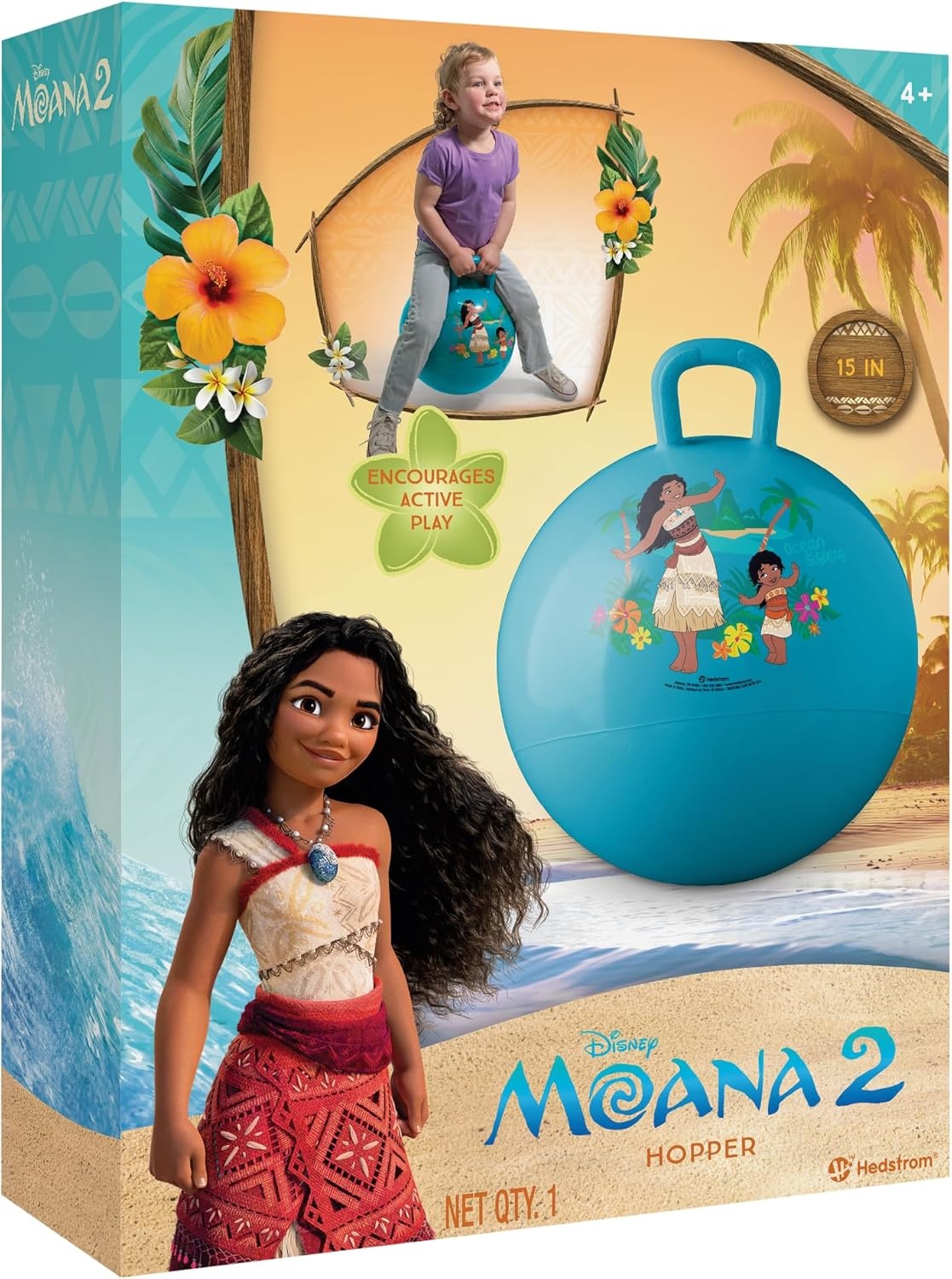 Hedstrom Hopper Ball, Jumping Ball for Kids, 15 Inch, Marvel Spiderman Red(Moana 2)