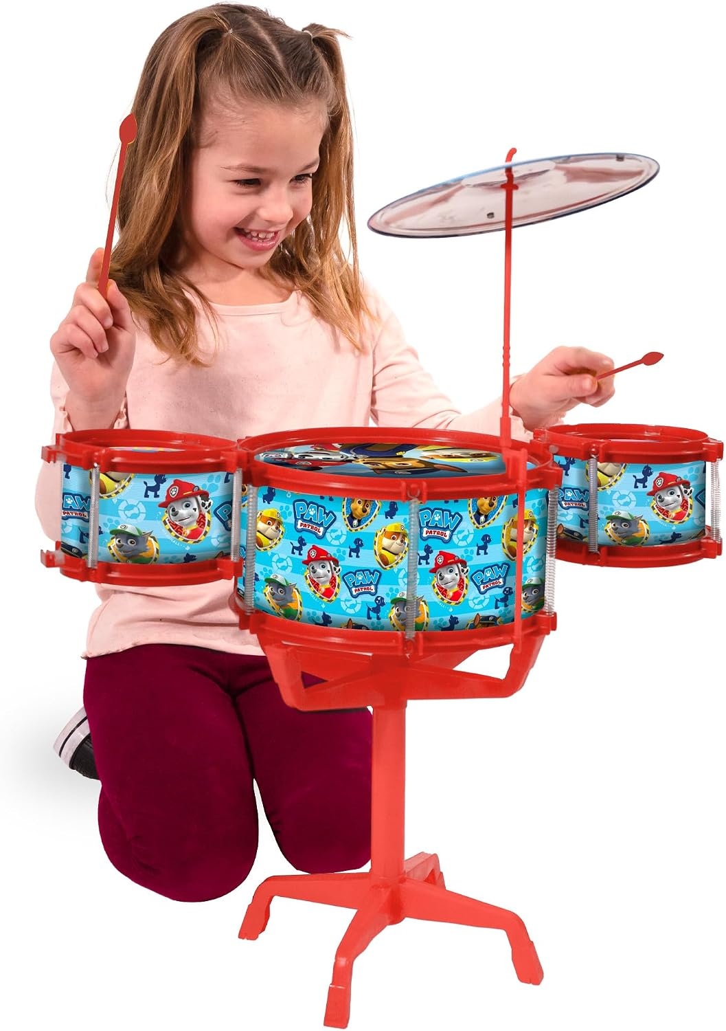 Hedstrom Large Drum Set – 3 Drums, 1 Cymbal, 2 Drum Sticks & Stand, Disney Princess(Paw Patrol) - view 4