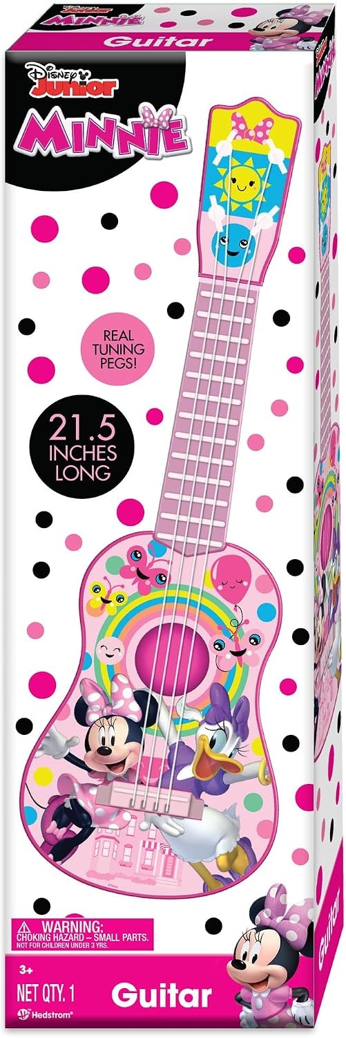 Hedstrom 21.5″ Large Toy Guitar with Adjustable Tuning Pegs, for Kids Age 3+ Years Old, Minnie Mouse(Minnie Mouse)