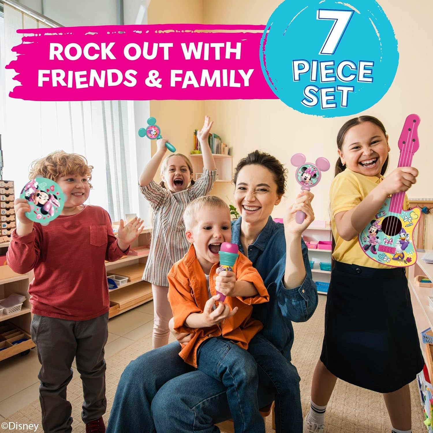 Disney Junior Minnie Mouse Extra Large Music Set – 7 Piece Set Includes Maracas, Flute Recorder, Tambourine, Whistle, Guitar & Echo Microphone - view 4