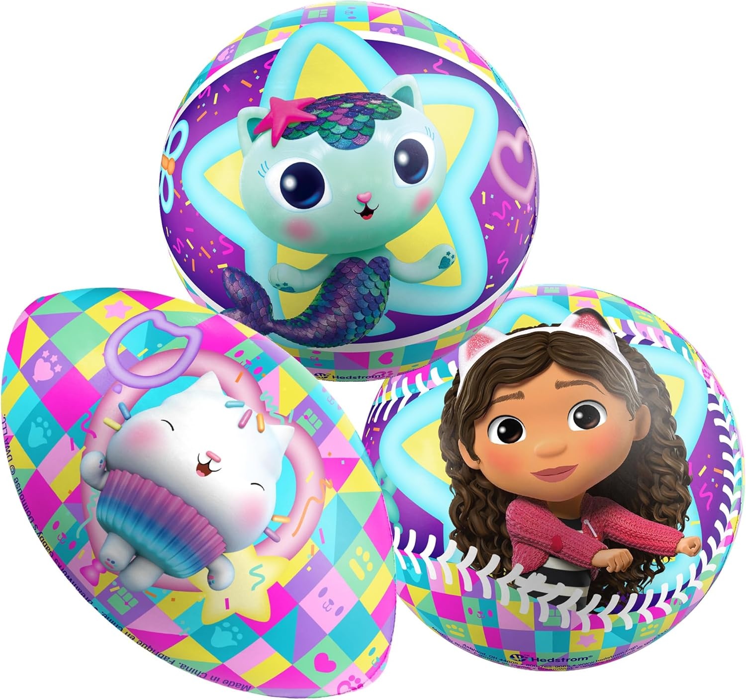 Gabby’s Dollhouse 3 Pack Foam Sport Ball Assortment – Football, Basketball & Baseball