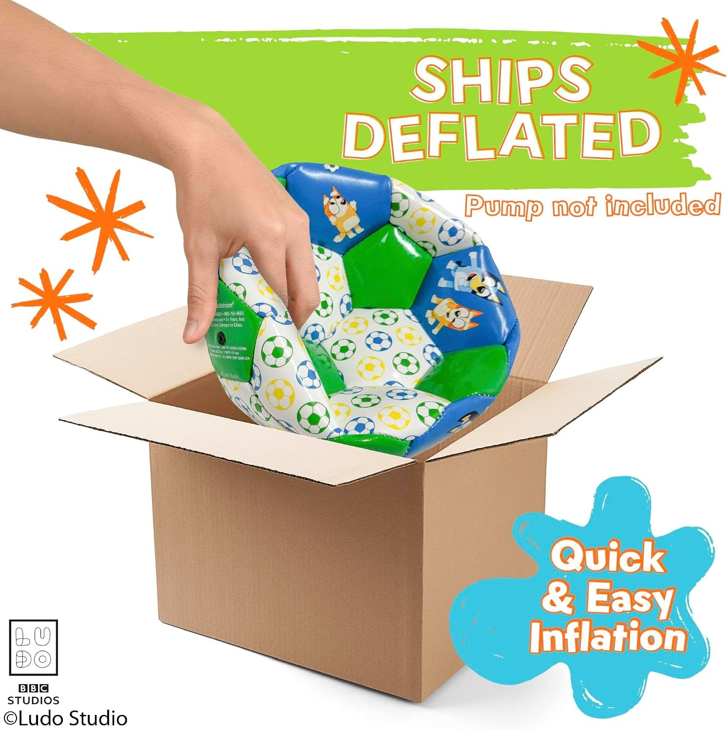 Soccer Ball 7 Inch for Kids 3+ Years Old, Ships Deflated, Bluey Jr(Bluey Jr)